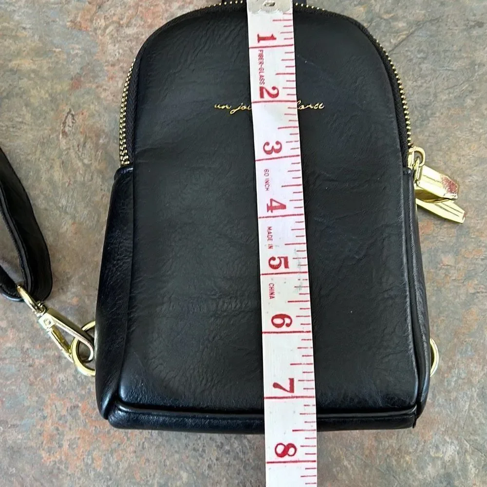 Inicat Small Crossbody Purse Vegan Black Leather